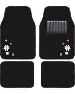Autogear 4 Piece Floor Mat Set Floral Pattern
