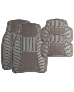 Midas-Style 4 Piece Floor Mat Set Grey Carpet / Rubber