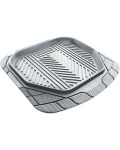 RUBBER MAT WITH TROUGH 2 PIECE - GREY - REAR 