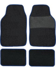 Autogear 4 Piece Floor Mat Set Black With Red Trim