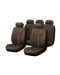Autogear 9 Piece Woven Jacquard Seat Cover Set Black / Blue