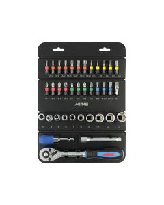 MIDAS Professional 1/4" Drive Socket & Colour Coded Bit Set