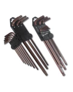 Ampro 9 Piece Torx Key Set Extra Long L-Type Tamper Proof 