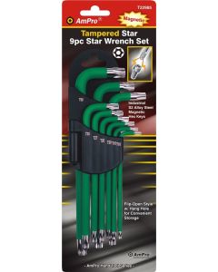 Ampro 9 Piece Torx Key Set Long Magnetic Tamper Proof L-Type