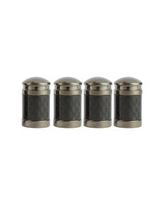 CARBON FIBRE VALVE CAP SET NICKLE BLACK 20
